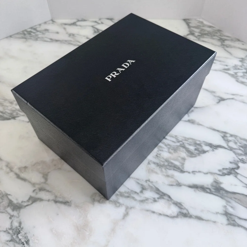 Prada Black Saffiano Textured Shoe Storage Box Empty Replacement 11.75